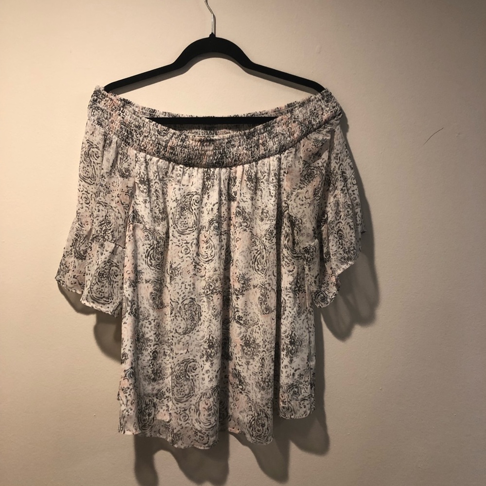 Torrid blouse off the shoulders 1 bell sleeve